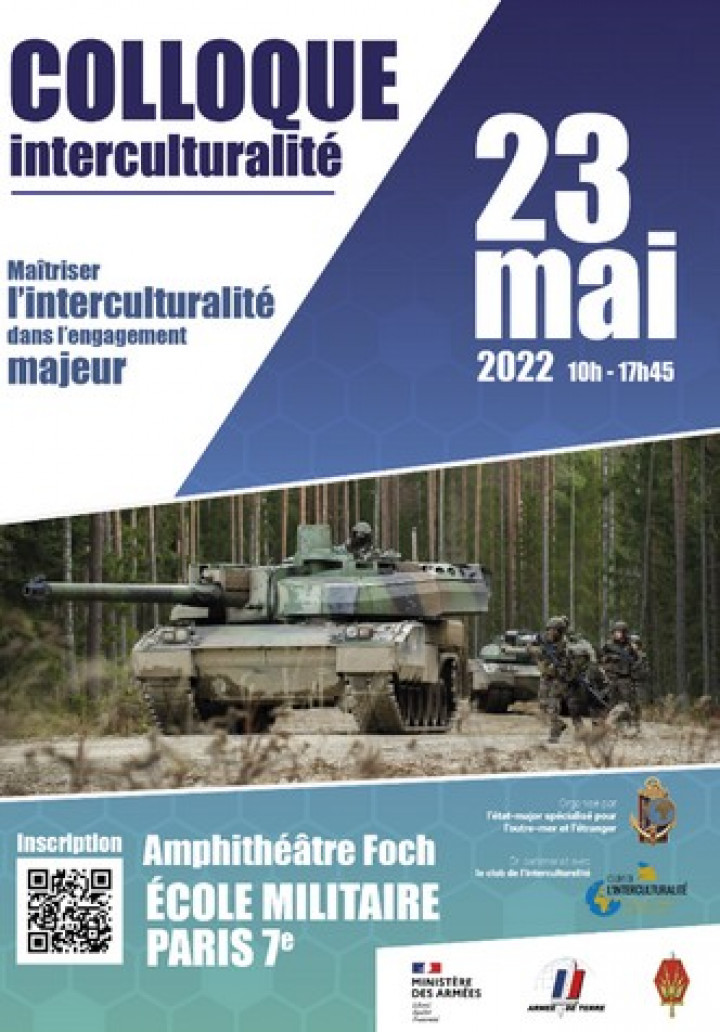 Cinquième COLLOQUE sur l’interculturalité de l'armée de Terre - 23.05.2022 de 10h00 à 17h45 à Paris
