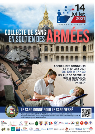 14 JUILLET 2021 : Collecte de sang aux Invalides en soutien des Armées