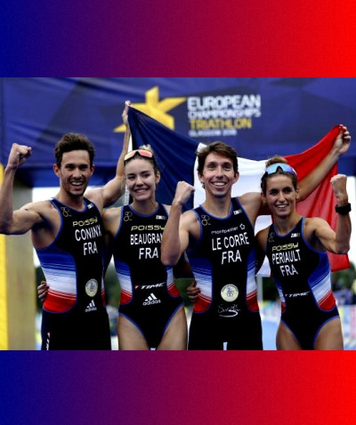 SPORT TRIATHLON. Championnats d'Europe : Médaille d'or par équipe mixte pour la France.